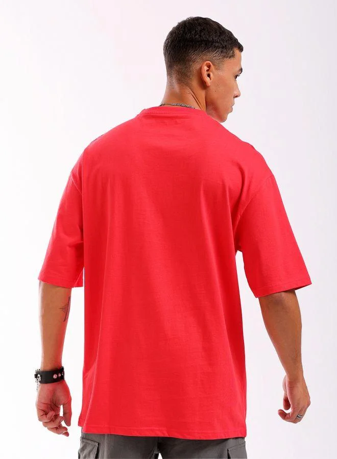 The Indian Garage Co Men Oversized Placement Print Round Neck Tshirt