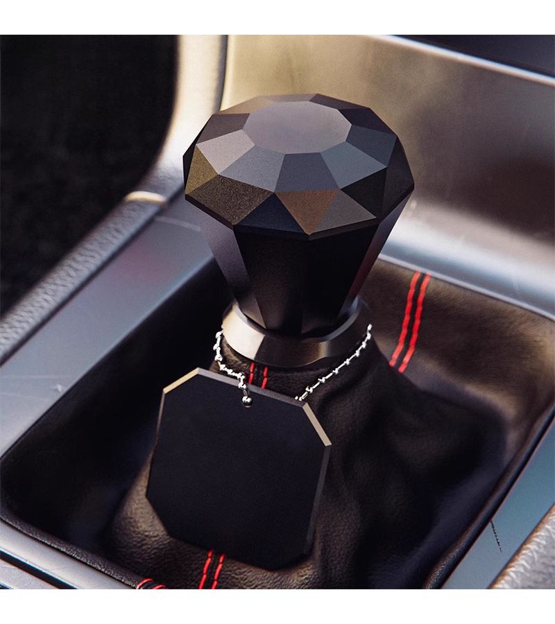 Universal Diamond Shape Metal Gear Shift Knob With Three Adapter Installation Accessories For Most Car Shift Levers Black - Image 1