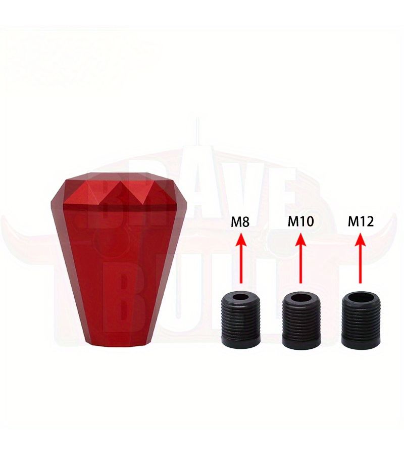 Universal Diamond Shape Metal Gear Shift Knob With Three Adapter Installation Accessories For Most Car Shift Levers Black - Image 3