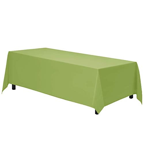 Gee Di Moda Rectangle Tablecloth 90 x 132 Inch Apple Green Table Cloth for 6 Foot Table with FloorLength Drop Heavy Duty Washable Fabric 6 Ft Buffet Table Holiday Party Wedding Baby Shower