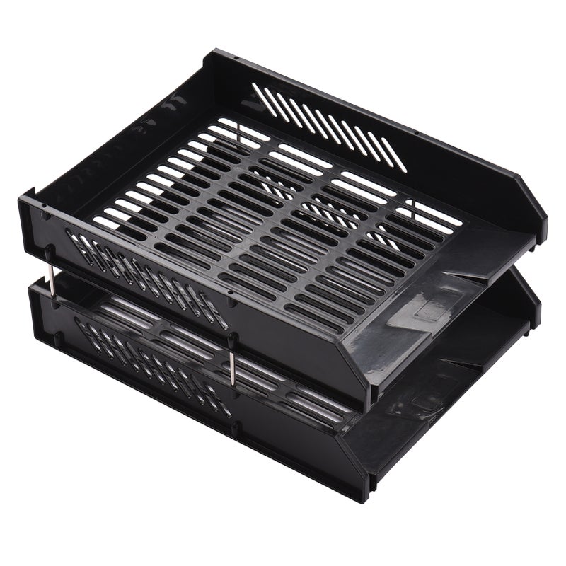 Document Tray Desktop File Organizer Stackable 2 Tier Letter Tray Holder Magazine Rack Desk Accessories Paper Storage Stationery Supplies for Office School Home - Image 3