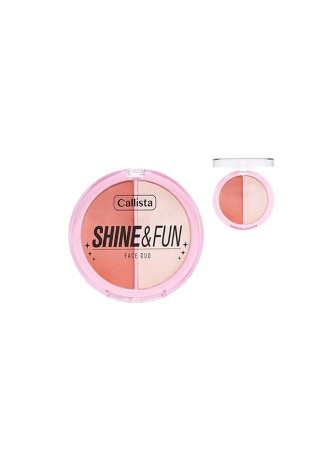 كاليستا مجموعة Shine & Fun للوجه 140 – لوحة بظلال مضيئة وأحمر خدود وبرونزر بلمسة مطفية ولامعة - Image 2