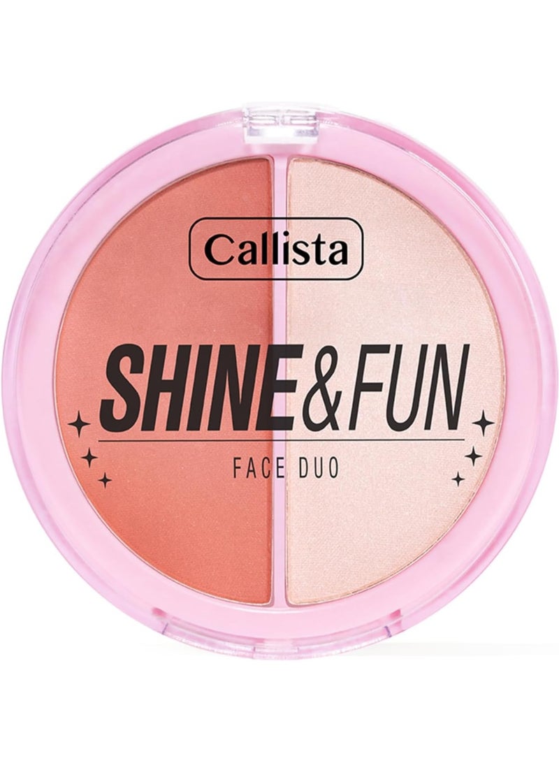 كاليستا مجموعة Shine & Fun للوجه 140 – لوحة بظلال مضيئة وأحمر خدود وبرونزر بلمسة مطفية ولامعة - Image 3