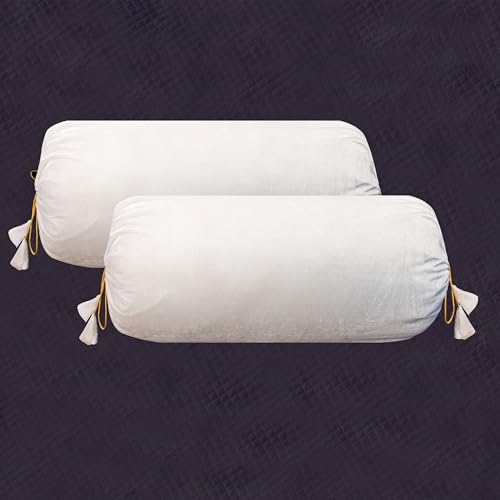 Dulhan Creations Soft and Bright Solid Color Velvet Bolster Cover 2 Pc, 16x32 Wrinkle Free Bed Side Long Decorative Round Cushion Load Pillow Covers Masand Khol for Living Room Diwan Set Bedroom - Image 1