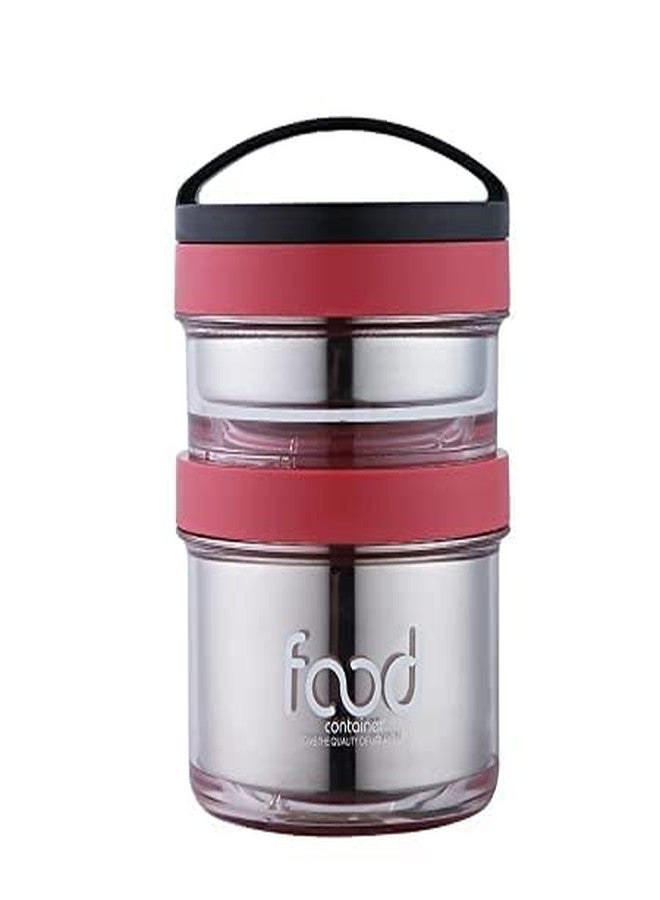 Fezeedi LB 7050a Lunch Box for Office and School use, Leak Proof Dual Compartment Stainless Steel Tiffin Lunch Box for Kids and Adults, Leak-Proof Lunch Box - Image 1