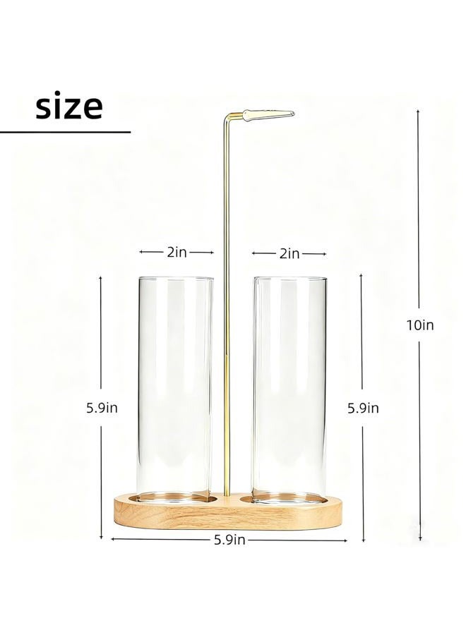 Moocervi Glass Incense Holder, Incense Sticks Burner Holder with Storage,Hang Upside Down Incense Holder for Sticks with Glass Ash Catcher for Meditation Yoga Spa Room Decor (Natural) - Image 2