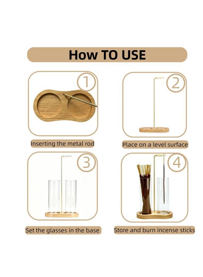 Moocervi Glass Incense Holder, Incense Sticks Burner Holder with Storage,Hang Upside Down Incense Holder for Sticks with Glass Ash Catcher for Meditation Yoga Spa Room Decor (Natural) - Image 4