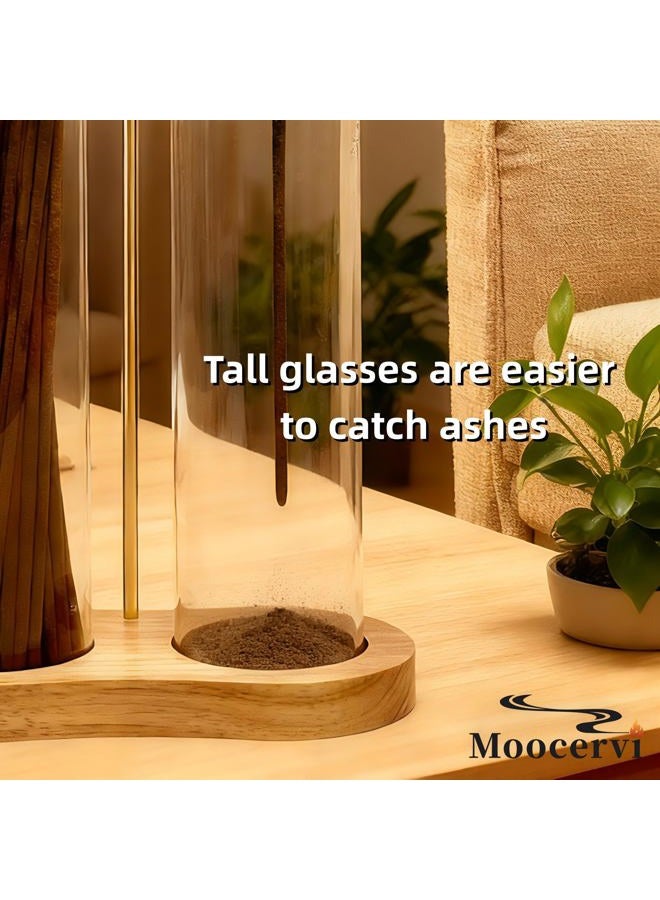 Moocervi Glass Incense Holder, Incense Sticks Burner Holder with Storage,Hang Upside Down Incense Holder for Sticks with Glass Ash Catcher for Meditation Yoga Spa Room Decor (Natural) - Image 5