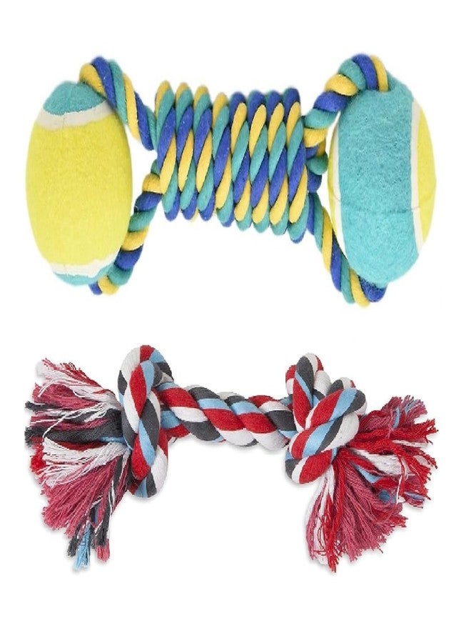 FOR YOUR PETS Dog Rope Toys Set of 8, Cotton Chew Toys with Tennis Ball, Braided Knots for Small to Medium Dogs, Multicolour - Image 3