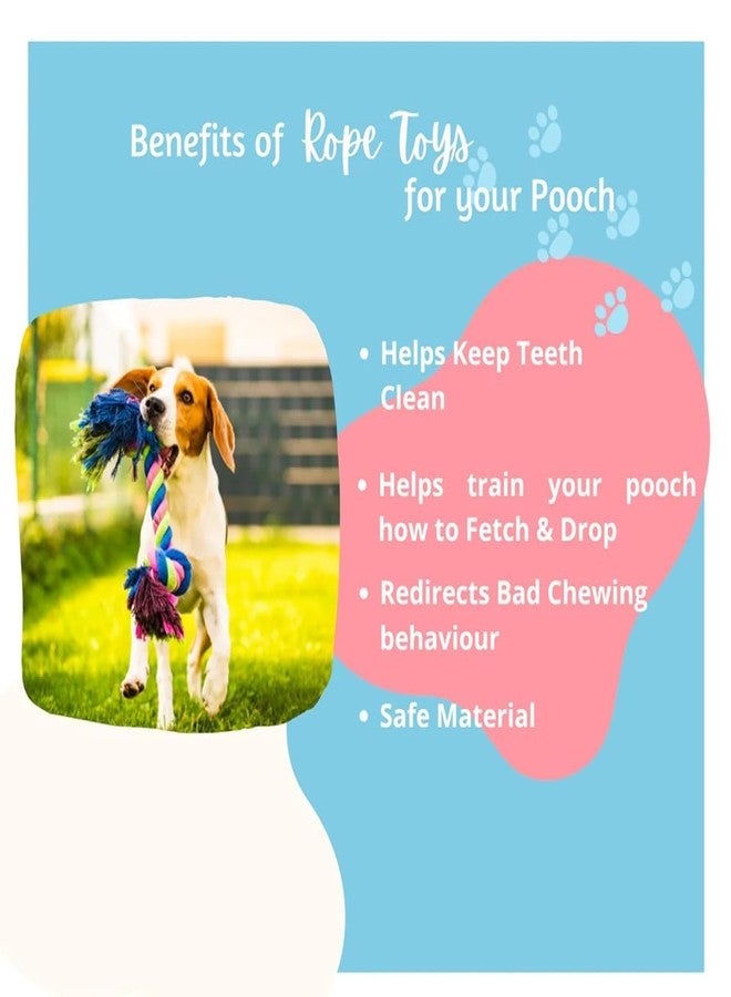 FOR YOUR PETS Dog Rope Toys Set of 8, Cotton Chew Toys with Tennis Ball, Braided Knots for Small to Medium Dogs, Multicolour - Image 5