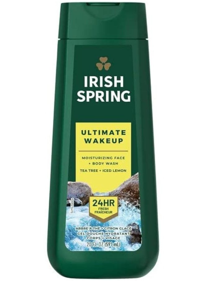 Irish Spring Ultimate Wakeup moisturizing face & Body Wash for Men by tea tree + iced lemon 591ml 