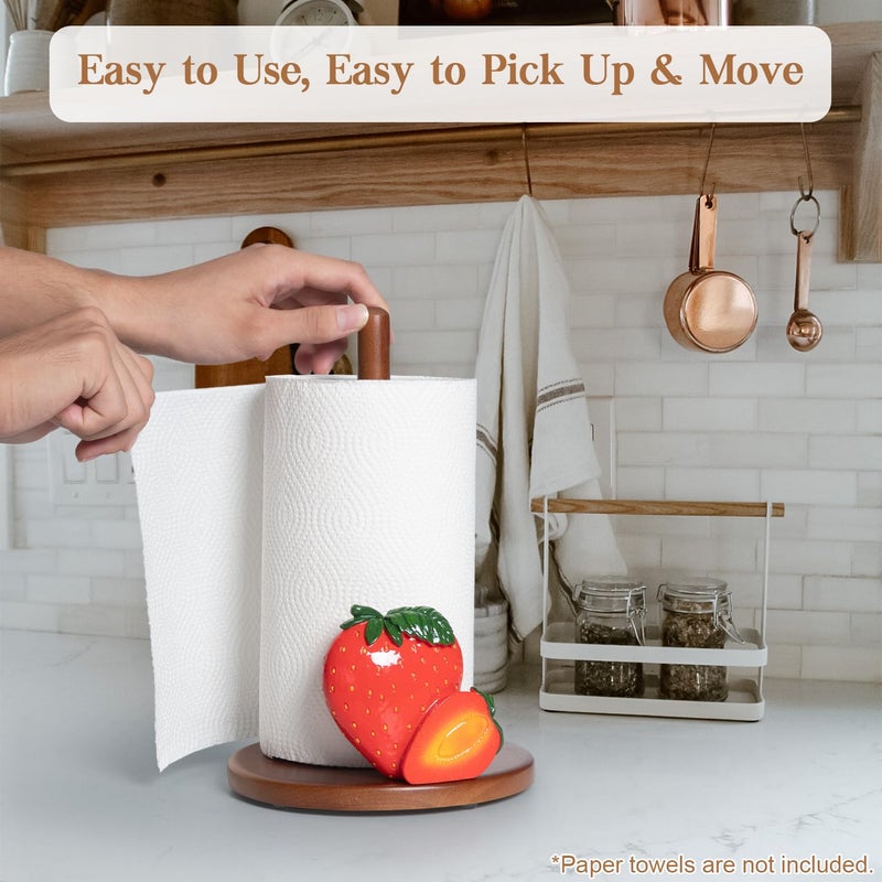 YLOVAN Strawberry Paper Towel Holder - Strawberr Kitchen Decor Accessories Cute Kitchen Decorations Gifts for Women Decorative Paper Towels Holder Stand Country Rustic Farmhouse Decor Counter House Vintage - Image 2