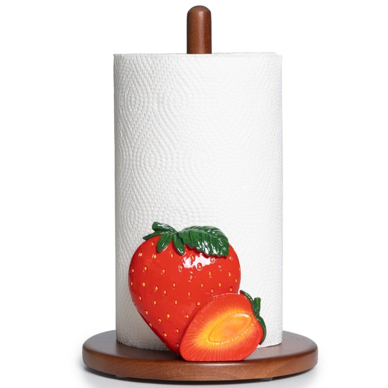 YLOVAN Strawberry Paper Towel Holder - Strawberr Kitchen Decor Accessories Cute Kitchen Decorations Gifts for Women Decorative Paper Towels Holder Stand Country Rustic Farmhouse Decor Counter House Vintage - Image 1