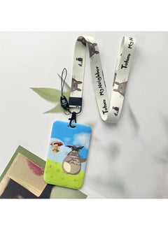 Generic Anime ID Card Holder with Neck Strap Lanyard Totoro on Grassland Painting For Keys Keychain Badge Holder Compatible with Credit Card / Student Card / Bus Transportation Card  - Image 1