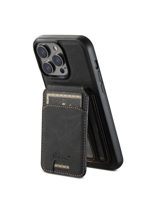 Suteni Case For iPhone 13 Pro H17 Litchi Texture Leather MagSafe Detachable Wallet Phone Case - Image 3