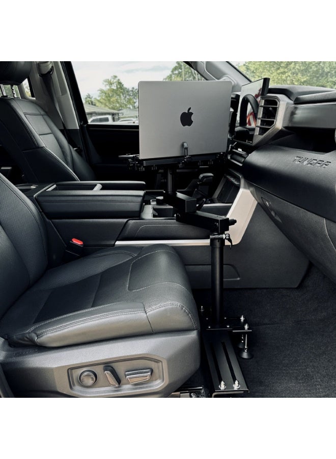 MELIPRON Vehicle Laptop Mount – No-Drill Install, Dual Cooling Fans, Adjustable Height, Tilt & 360° Swivel, Heavy-Duty Car/Truck Stand - Image 2