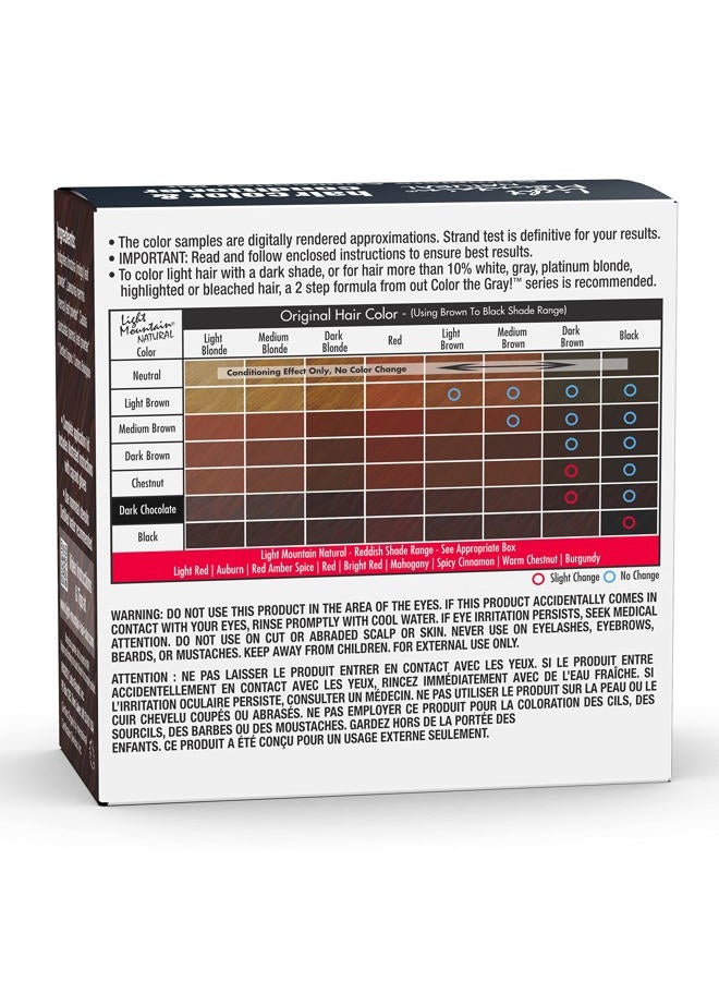 Light Mountain لون الشعر بالحناء من لايت ماونتن وبلسم - صبغة شعر داكنة الشوكولاتة للرجال/النساء، مسحوق أوراق الحناء العضوي والنباتات، خالية من المواد الكيميائية، لون شعر شبه دائم، 4 أوقيات - Image 2