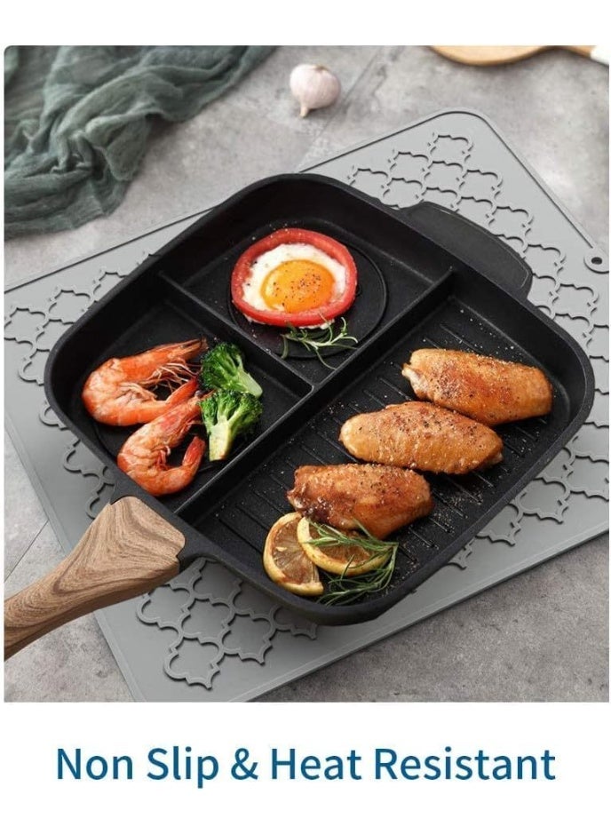 Silicone Drying Mat for Kitchen Countertops, Kitchen Drying Mat, Silicone Drying Mat, Heat Resistant Hot Pot Holder, BPA Free, Easy to Clean, Dish Washer Safe, 12 X 16 In, Grey - Image 3