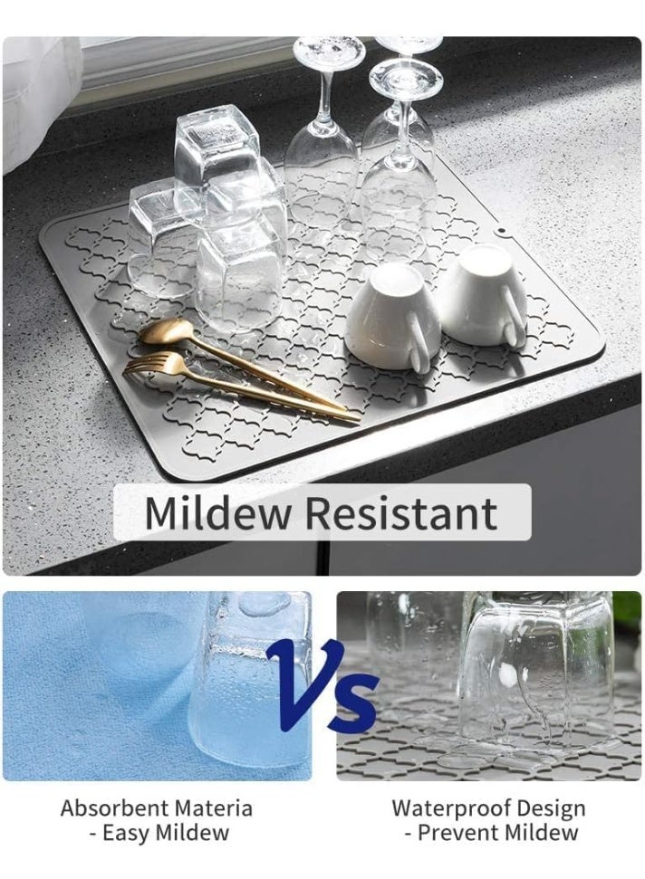 Silicone Drying Mat for Kitchen Countertops, Kitchen Drying Mat, Silicone Drying Mat, Heat Resistant Hot Pot Holder, BPA Free, Easy to Clean, Dish Washer Safe, 12 X 16 In, Grey - Image 4