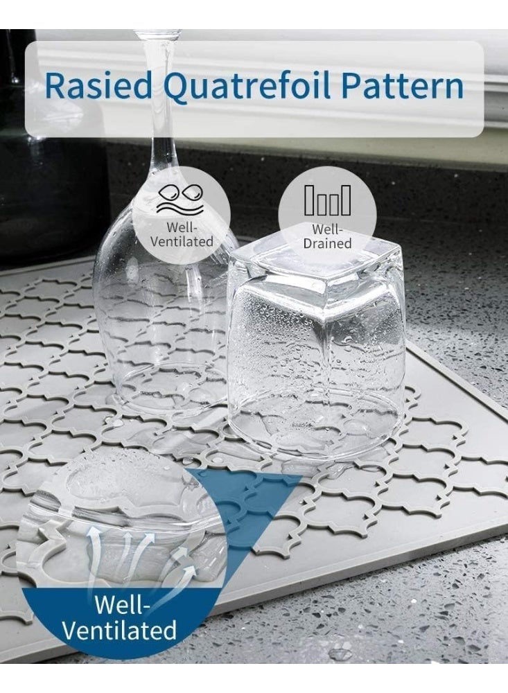 Silicone Drying Mat for Kitchen Countertops, Kitchen Drying Mat, Silicone Drying Mat, Heat Resistant Hot Pot Holder, BPA Free, Easy to Clean, Dish Washer Safe, 12 X 16 In, Grey - Image 5
