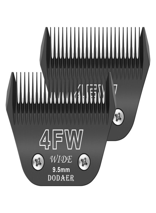 دوداير شفرات DODAER 4FW العريضة للعناية بالكلاب، متوافقة مع ماكينات قص الشعر Andis وOster A5 وWahl km10، طول القص 3/8 بوصة، عبوة من قطعتين (أسود) - Image 1