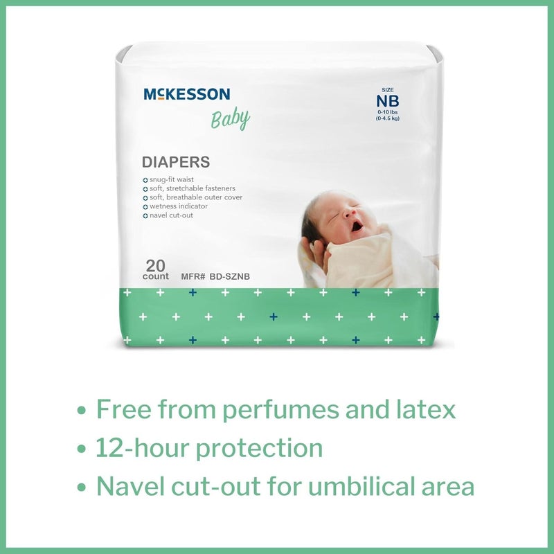 McKesson Baby Diapers for Newborns  Disposable Breathable Navel CutOut  0 to 10 lbs 20 Count 6 Packs 120 Total - Image 2