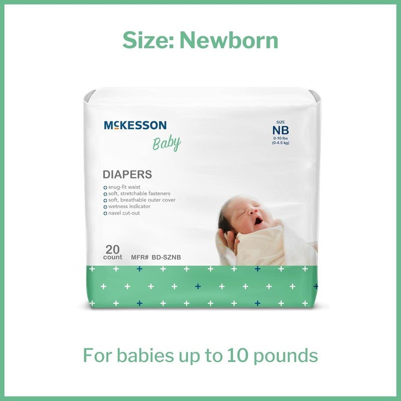 McKesson Baby Diapers for Newborns  Disposable Breathable Navel CutOut  0 to 10 lbs 20 Count 6 Packs 120 Total - Image 4