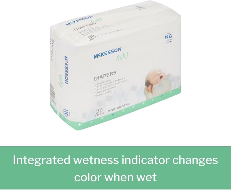 McKesson Baby Diapers for Newborns  Disposable Breathable Navel CutOut  0 to 10 lbs 20 Count 6 Packs 120 Total - Image 3
