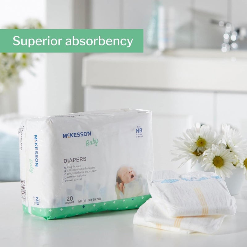 McKesson Baby Diapers for Newborns  Disposable Breathable Navel CutOut  0 to 10 lbs 20 Count 6 Packs 120 Total - Image 5
