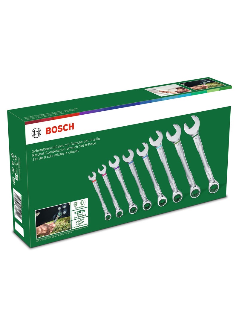 BOSCH Ratchet Combination Wrench Set 8 Pieces  - Image 2