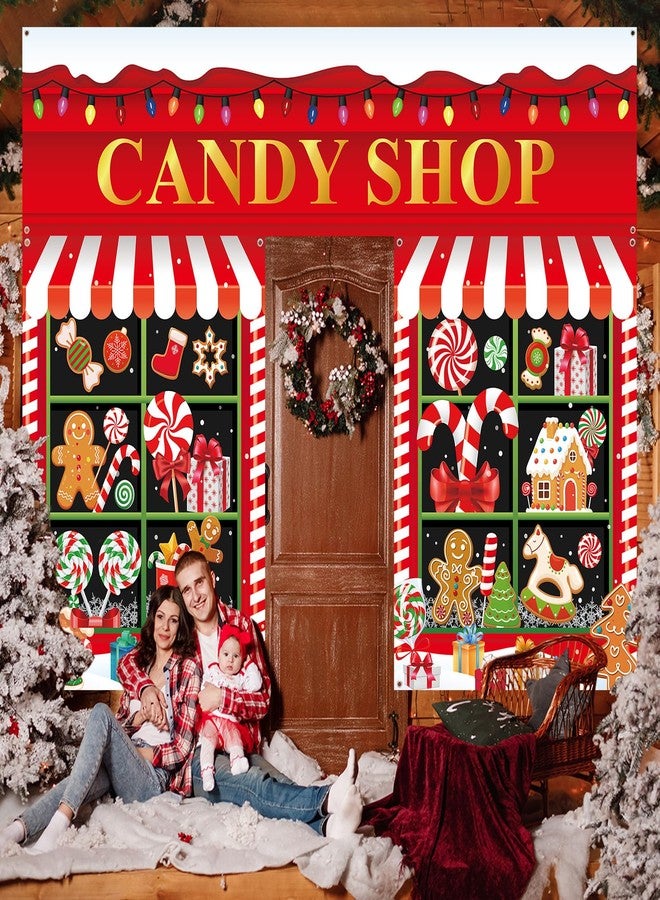Wiooffen 3 Pcs 157" Large Christmas Door Decorations Christmas Candy Shop Party Porch Sign Banner Front Door Cover Xmas Candy Cane Background for Holiday Party Office Classroom Photo Props Backdrop Decor - Image 5
