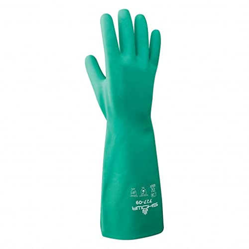 SHOWA 727 Nitrile Chemical Resistant Safety Glove, Unlined, Food Safe, 15 Mil Thick, 13" Length, Large (12 Pair) - Image 1