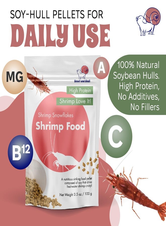 Snout and Shell Snowflakes Shrimp Food - High Protein Sinking Soy Pellets for Tropical Freshwater, Caridina, Neocardinia Shrimp & More | 3.5oz/100mg - Image 4