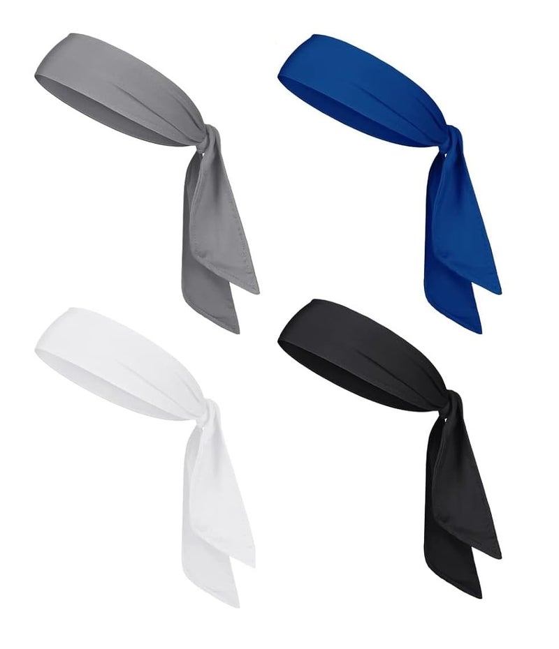PAROPKAR 4 Pack Ninja Karate Headbands Adjustable Elastic Bandana Sweatbands Athletic Hair Wrap Bands for Men Women Use for Multi Sports Headbabnds (Grey Multi) - Image 1