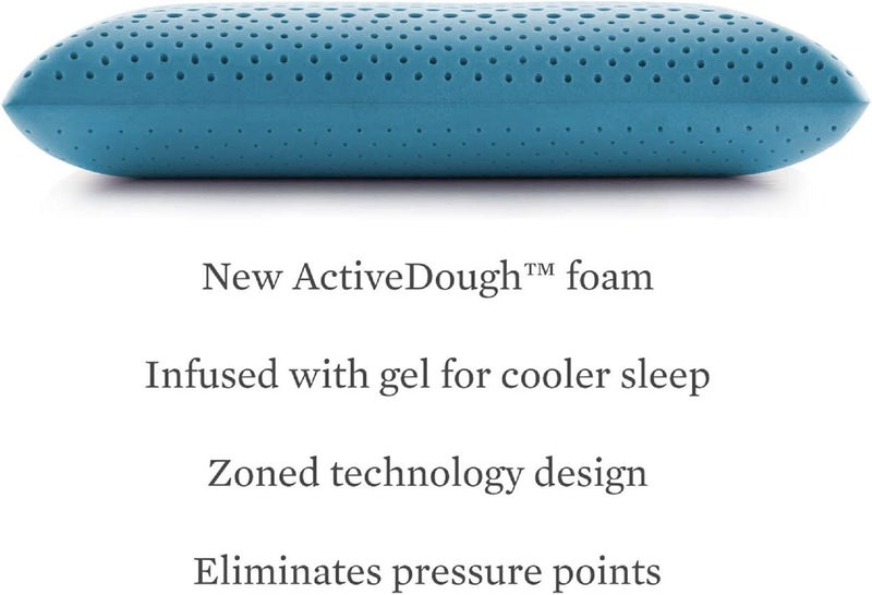 MALOUF Zoned Pillow Infused with Temperature Regulating GelNew ACTIVEDOUGH Formula is Responsive Supportive and PlushMid LoftQueen Blue - Image 4