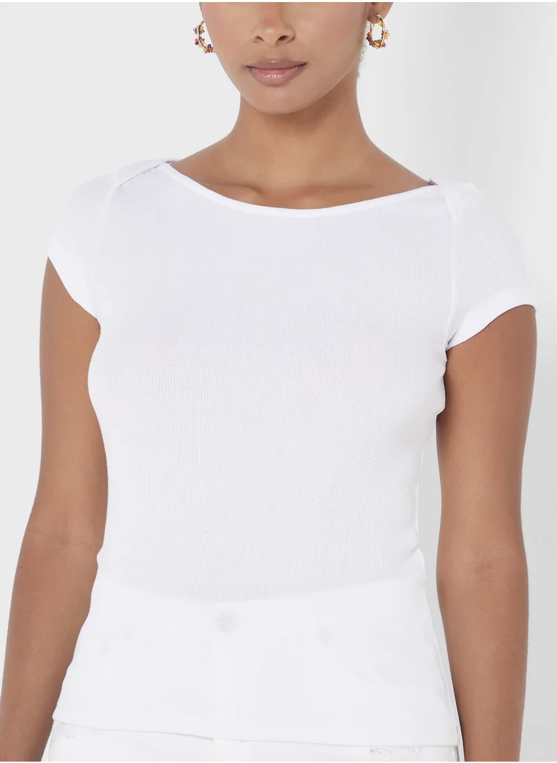 MONKI Boat Neck Crop Top