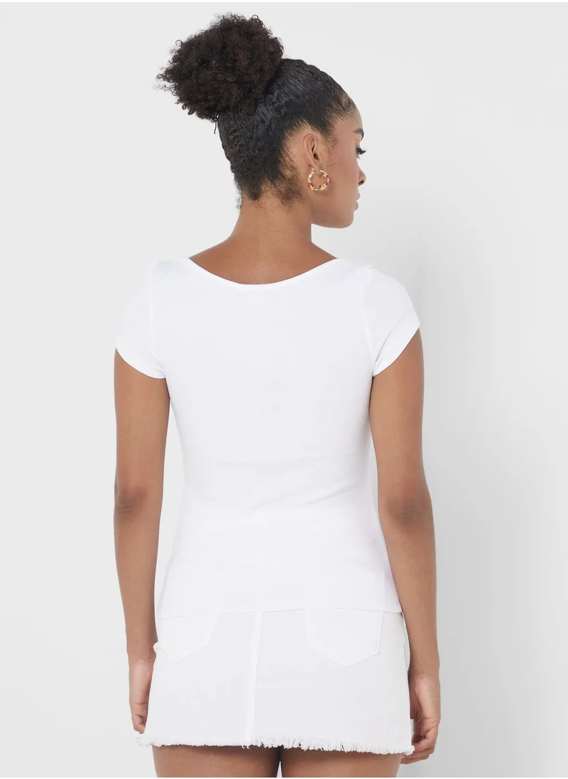 MONKI Boat Neck Crop Top