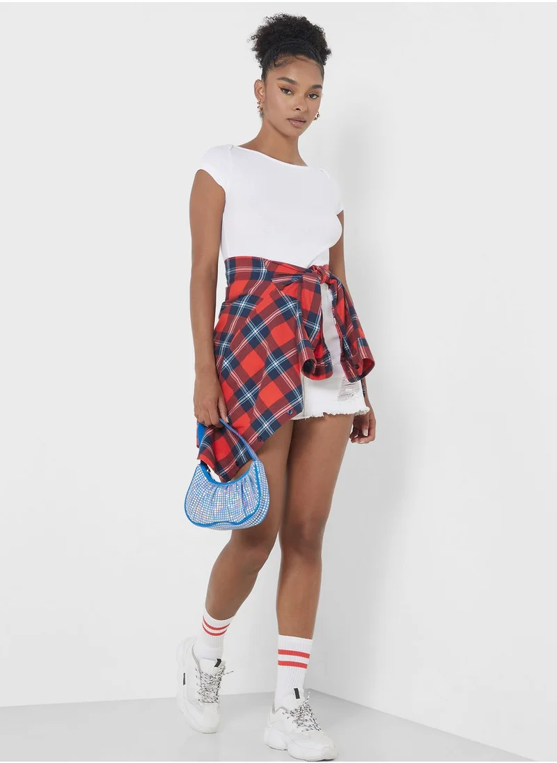 MONKI Boat Neck Crop Top