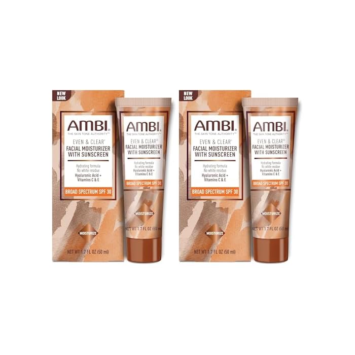 Ambi Even & Clear Facial Moisturizer with Sunscreen SPF 30, 1.7 Ounce (Pack of 2)