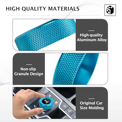 DvlynAuroa Fit for 2024 2025 2026 Kia Sorento Accessories 4PCS Aluminum Knob Cover Trim Set (Light Blue) - Perfect for Push Start Button, AC & Drive Mode Switch - Image 3