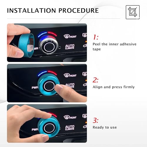 DvlynAuroa Fit for 2024 2025 2026 Kia Sorento Accessories 4PCS Aluminum Knob Cover Trim Set (Light Blue) - Perfect for Push Start Button, AC & Drive Mode Switch - Image 4