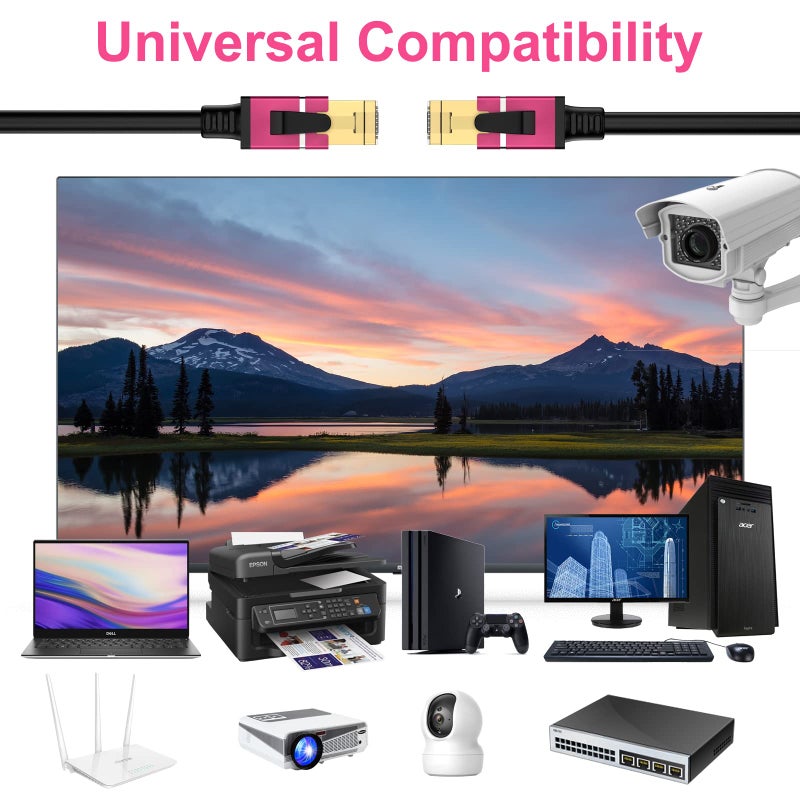 ecjtu 350FT Cat8 Outdoor Ethernet Cable, In-Ground, 26AWG Pure Copper Cat 8, Heavy Duty Direct Burial, LLDPE UV Jacket, Waterproof, 40Gbps 2000Mhz SFTP Patch Cord, POE, Network, Internet, with 25 Cable Ties - Image 5