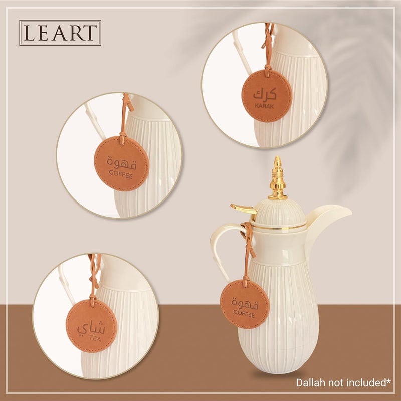 LEART Dallah Flask Tags, تعليقات الدلال - Dallah Coffee Pot, Tea and Coffee Tag | للشاي تعليقة للقهوه و تعليقة | Dallah Tag (Caramel - Set of 3) - Image 4