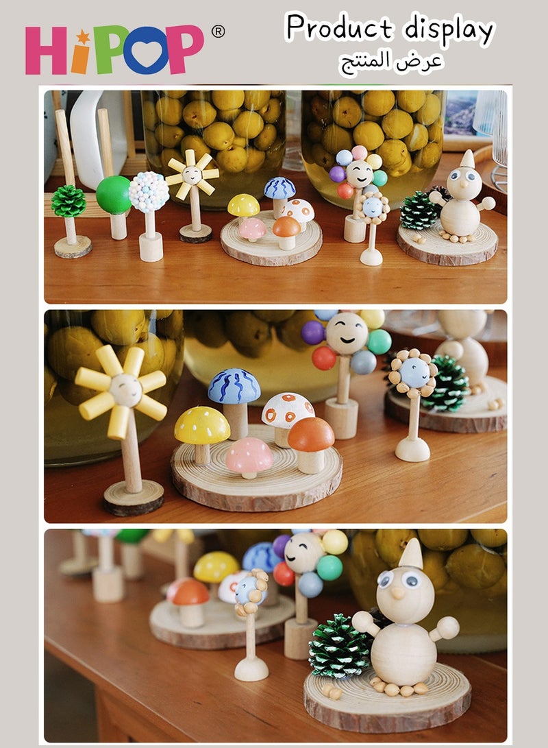 HIPOP Arts & Crafts for Kids,DIY Graffiti Games,Wood Safety Materials,Hand-Painted Blocks,Educational Toys for Boys and Girls - Image 5