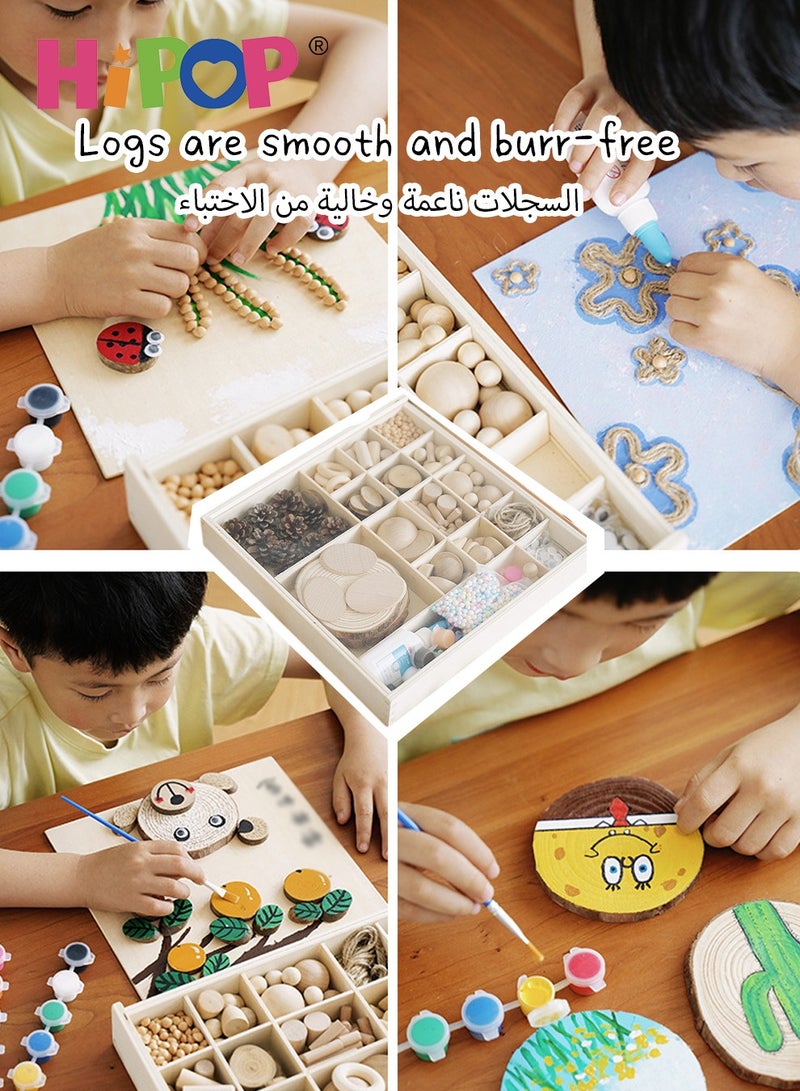 HIPOP Arts & Crafts for Kids,DIY Graffiti Games,Wood Safety Materials,Hand-Painted Blocks,Educational Toys for Boys and Girls - Image 4