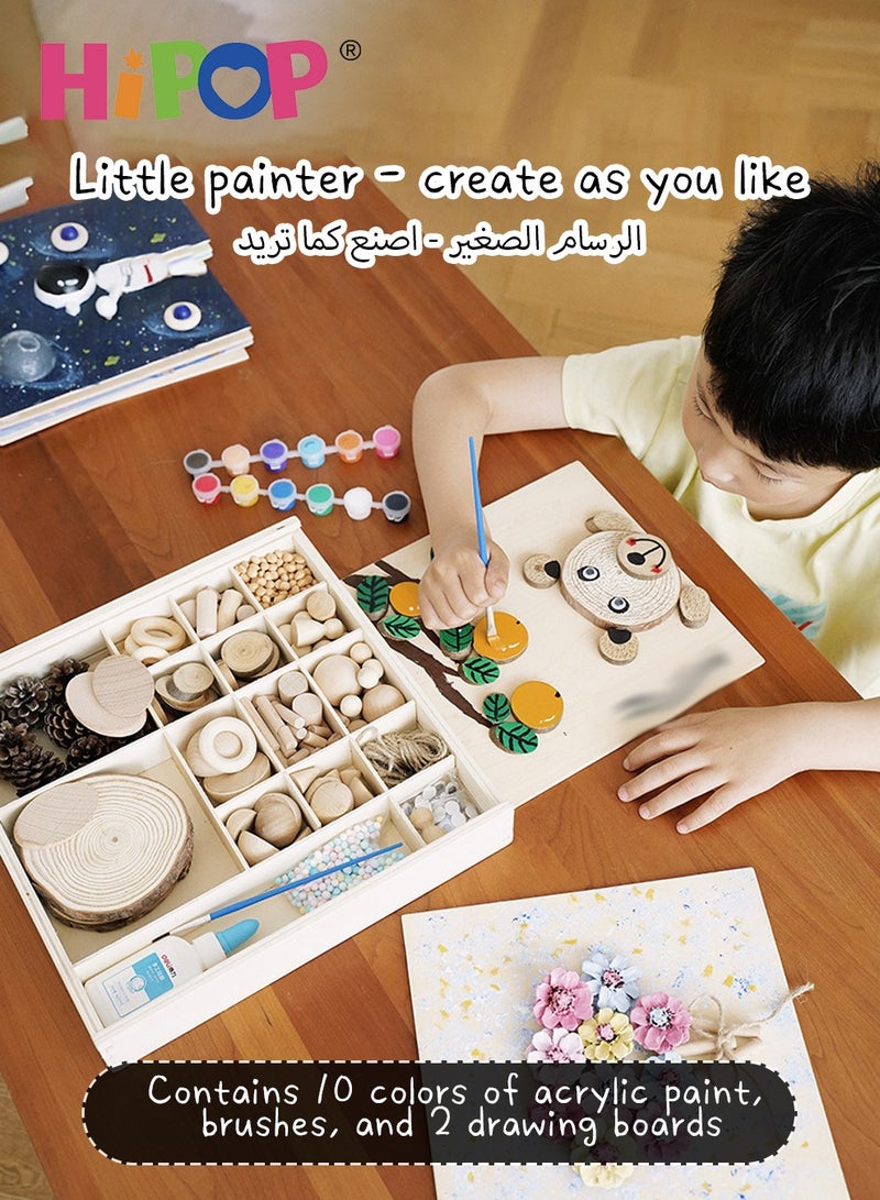 HIPOP Arts & Crafts for Kids,DIY Graffiti Games,Wood Safety Materials,Hand-Painted Blocks,Educational Toys for Boys and Girls - Image 2
