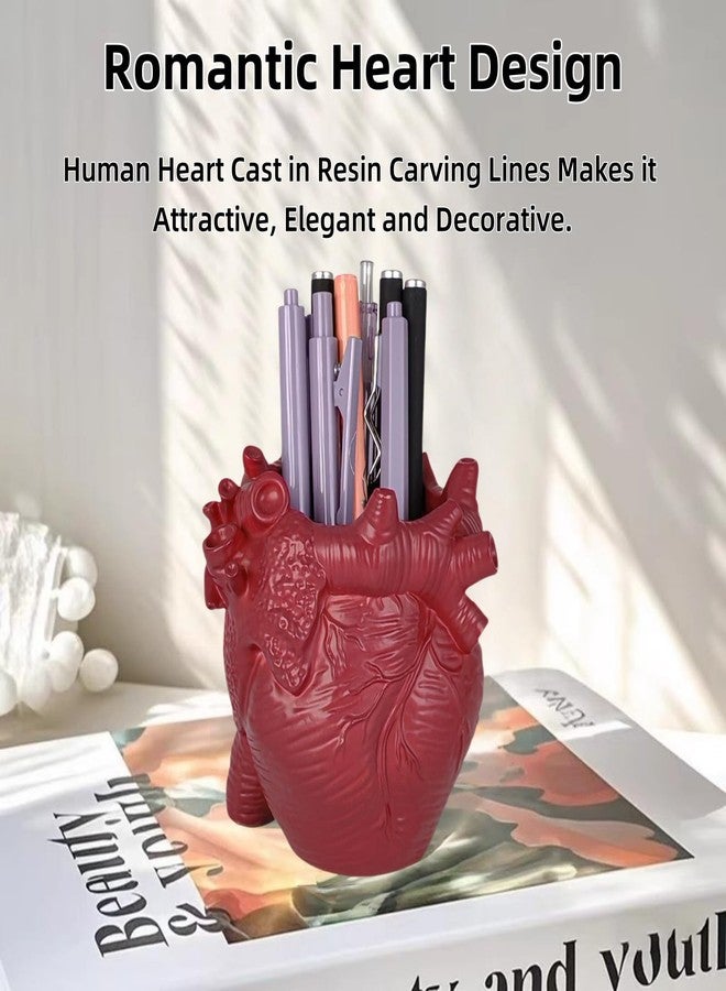 DAECHAO Heart-shaped Pen Holder for Desk Accessories and Office Decor, Pencil Holder for Desk Organizers, Compact Desk Accessories Gift for Women and Men, Pencil Cup for School, Office, Home (Red) - Image 4