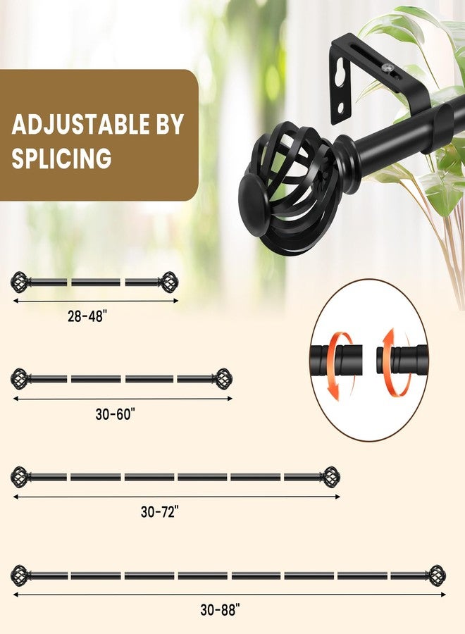 Luvenia Black Decorative Curtain Rod,Adjustable Curtain Rods For Windows 30 to 60 Inch(2.5-5Ft),Curtain Rod For Bedroom, Living Room,Kitchen,Farmhouse - Image 4