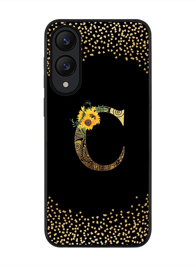 Stylizedd For Samsung Galaxy S25 Edge Case,Slim fit Camera Protection, Shockproof Thin Phone cover  - Custom Floral Monogram - C ( Black )