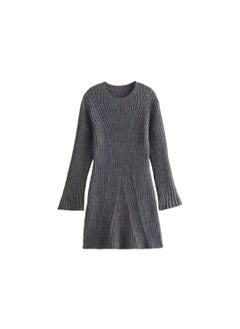 Generic Womens Fashion European and American Speed Selling Export ZR Inventory New Style Screw Threadknit Dress Wholesale Gray 